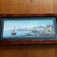 Quadro con veduta di Napoli 36x18 cm