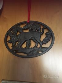 Sottopentola /quadro ferro battuto cane caccia