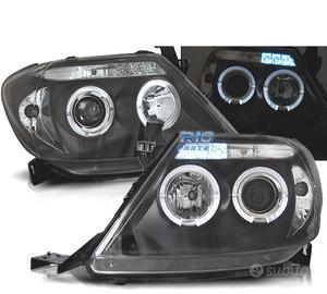 FARI PER TOYOTA HILUX 05-11 LED OCCHI ANGELI NERI