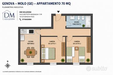 Zona molo luminoso trilocale ristrutturato