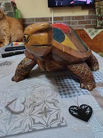 tartaruga in legno massiccio 53x30