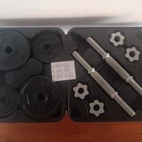 pesi in ghisa con bilanciere corto