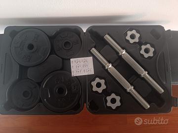 pesi in ghisa con bilanciere corto