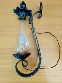 lampada da parete applique ferro battuto 