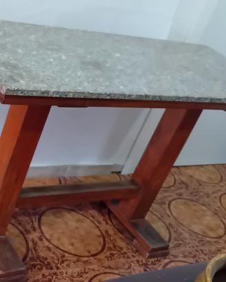Tavolo console rustico in legno massiccio e pietra