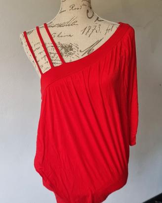 Maglia lunga rossa monospalla