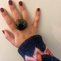 Anello statement nero e ora - nuovo con confezione