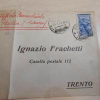 Busta 1951 Parrocchiale BELLA (PZ) per Trento - "I