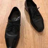 Scarpe Rossini Pelle Esotica Nera Derby Cap-Toe