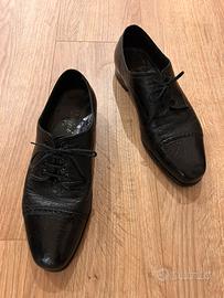 Scarpe Rossini Pelle Esotica Nera Derby Cap-Toe