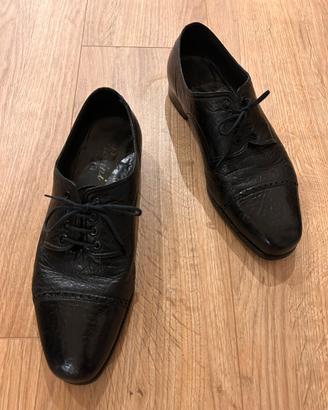 Scarpe Rossini Pelle Esotica Nera Derby Cap-Toe