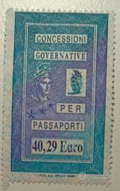 Marca da bollo 40,29€ per passaporti vecchio tipo