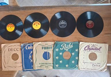 Set 4 vinili 78 giri + 5 custodie, anni '50