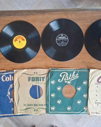 Set 4 vinili 78 giri + 5 custodie, anni '50