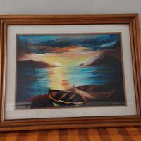 Dipinti Pitture cornici quadri tramonto mare barca