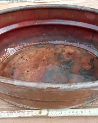 Antica Casseruola Calderone Ovale in Rame 