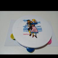 Tamburello bianco con stampa tarantella 