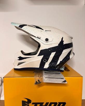 Casco THOR Sector Hype bianco blu opaco MOTOCROSS