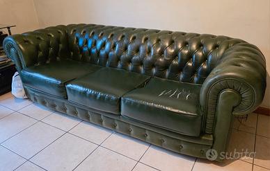 Divano chesterfield 3 posti vera pelle