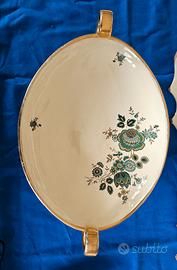 vassoio con 2 candelabri in porcellana