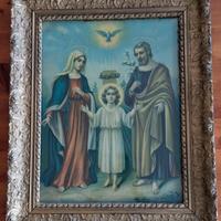 Antico quadro Sacra famiglia con cornice