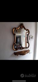 Specchio con cornice in legno arte povera 