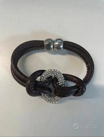 Bracciale in cuoio con strass – chiusura magnetica