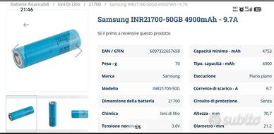 batterie li-ion Samsung 21700 4,9A
