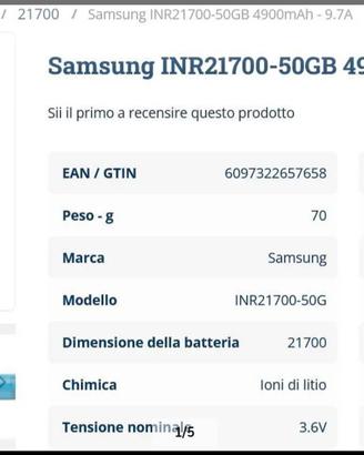 batterie li-ion Samsung 21700 4,9A