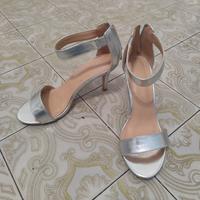 Sandali argento tacco alto con cerniera