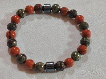 Bracciale "Dragone Rosso" 18 cm – Diaspro e Ematit