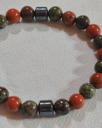 Bracciale "Dragone Rosso" 18 cm – Diaspro e Ematit