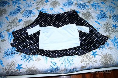 Completo gonna pois lycra + top bianco elasticizza