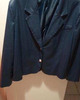 giacca in ecopelle blu