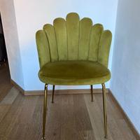 4 Sedie velluto con gambe dorate - stile vintage