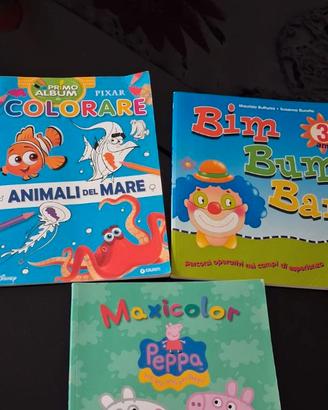Lotto 3 libri attività e da colorare bimbi