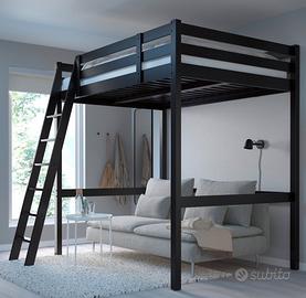 LETTO A SOPPALCO IKEA – NERO, UNA PIAZZA E MEZZA