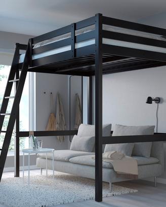 LETTO A SOPPALCO IKEA – NERO, UNA PIAZZA E MEZZA