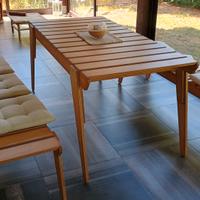 Tavolo e panche in legno da veranda o giardino