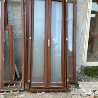 Porta finestra vetro satinato Bianco alluminio 90