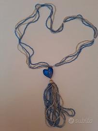 Collana con perline e cuore in vetro