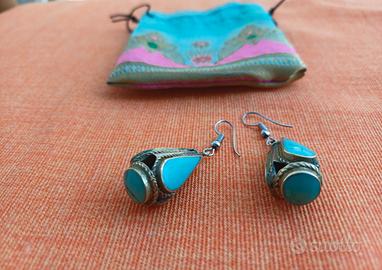 Orecchini etnici vintage turchese 