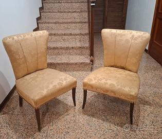 Coppia Poltroncine Vintage Anni 50 Oro Damascato