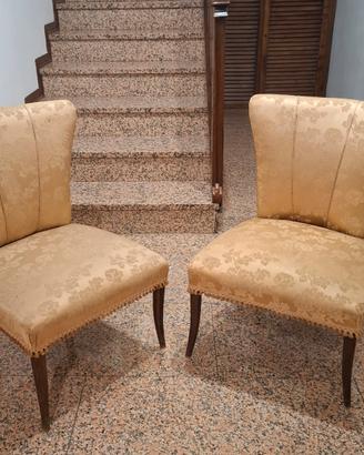 Coppia Poltroncine Vintage Anni 50 Oro Damascato