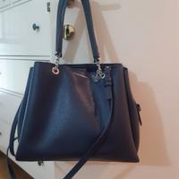 Emporio Armani shopper blu con tracolla 