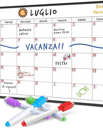 Lavagna Magnetica Mensile per Frigo + 4 pennarelli