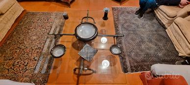 tavolo cristallo e ferro battuto