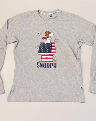 Maglia Snoopy Peanuts Grigia Manica Lunga 16Y
