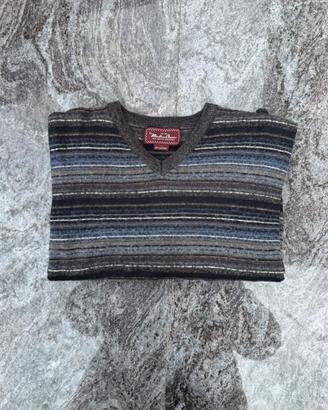 Maglione crop donna XXL a righe | V-neck vintage |