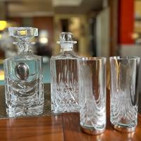 Set da liquore in cristallo e argento